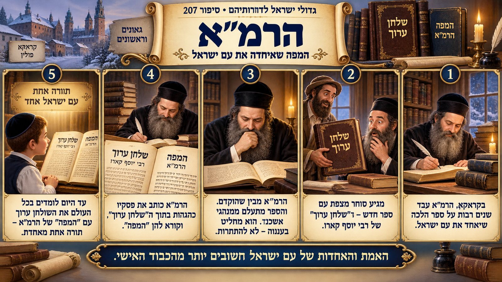 תמונת סיכום — גאונים וראשונים: הרמ"א